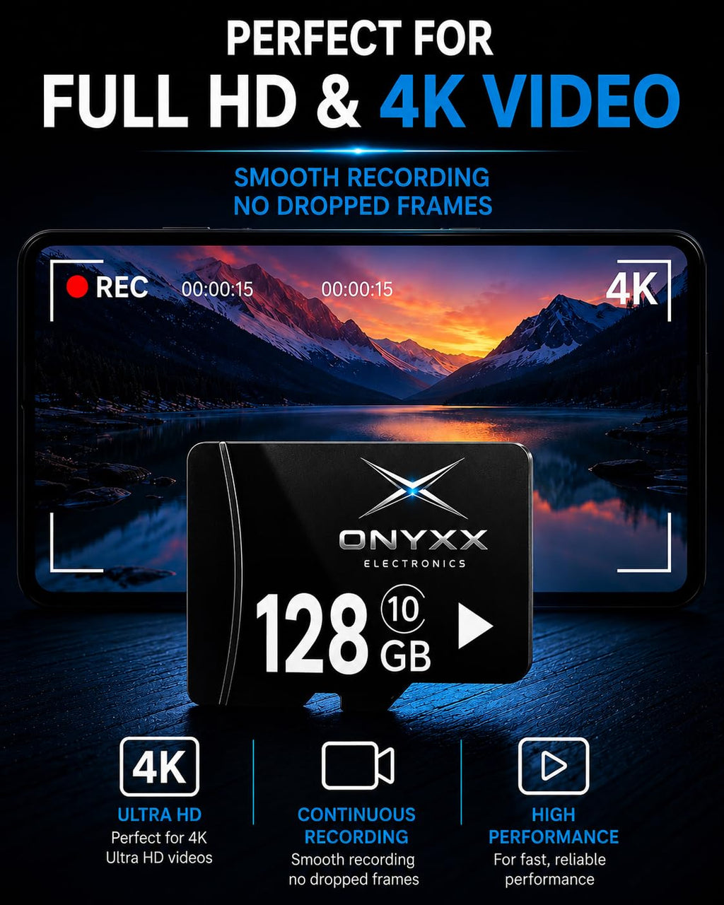 ONYXX Electronics 16GB Micro SD Card Class 10 High Speed Memory Card TF Card for Smartphone, Camera, Tablet, Dash Cam, Speaker, Android Devices, HD Video Recording & Data Storage