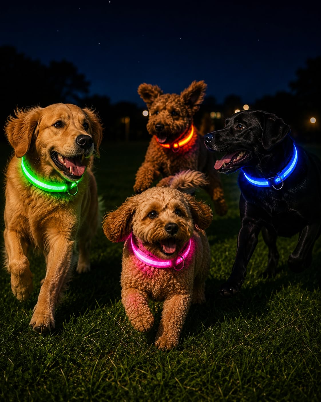 ONYXX Electronics LED Dog Collar, Light Up Reflective Dog Collar for Night Walking, Adjustable Safety Collar for Dogs, High Visibility LED Pet Collar, Battery Powered