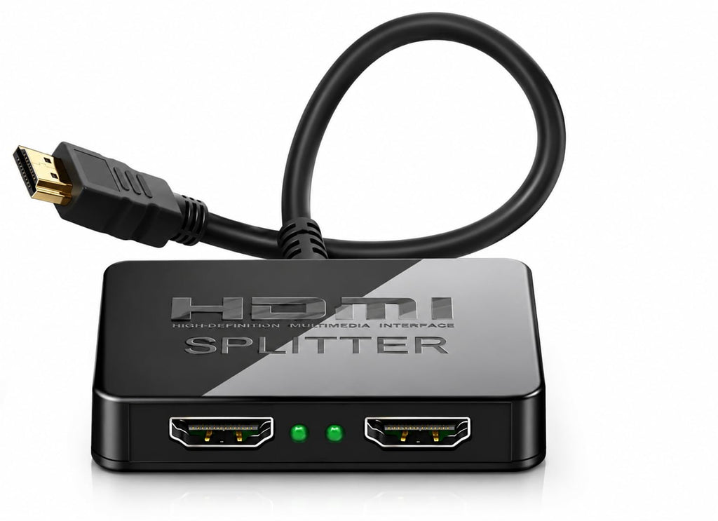 HDMI Splitter 1 in 2 Out 4K – HDMI Adapter for Dual Monitors, 1080P 3D Video Splitter Compatible with PS4, PS3, Roku, Blu-Ray Player, HDTV, Laptop & MacBook