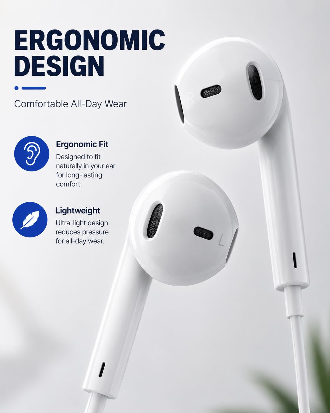 ONYXX Electronics USB-C Wired Earphones with Microphone, In-Ear USB C Headphones, Stereo Earbuds with Mic, Wired Earphones for Samsung Galaxy, iPhone 15 Series, Google Pixel, iPad & USB-C Devices
