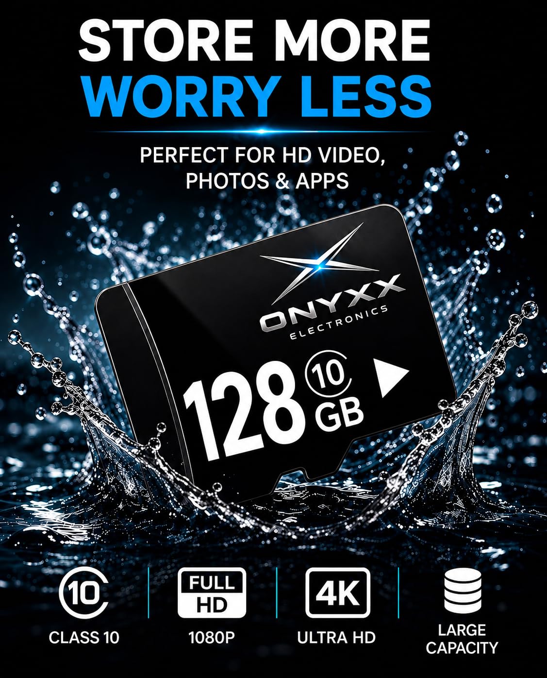 ONYXX Electronics 16GB Micro SD Card Class 10 High Speed Memory Card TF Card for Smartphone, Camera, Tablet, Dash Cam, Speaker, Android Devices, HD Video Recording & Data Storage
