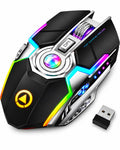 ONYXX Electronics Wireless Gaming Mouse Rechargeable RGB Backlit – Ergonomic Silent 7 Button Gaming Mouse with Adjustable 800-1600 DPI, USB Receiver, for PC Laptop Computer Gamer