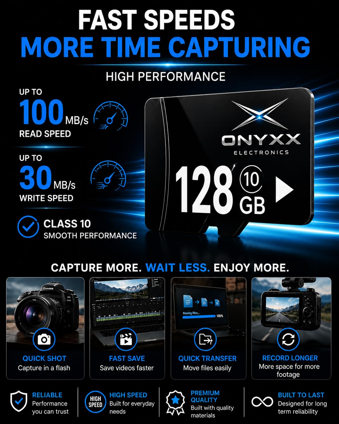 ONYXX Electronics 16GB Micro SD Card Class 10 High Speed Memory Card TF Card for Smartphone, Camera, Tablet, Dash Cam, Speaker, Android Devices, HD Video Recording & Data Storage