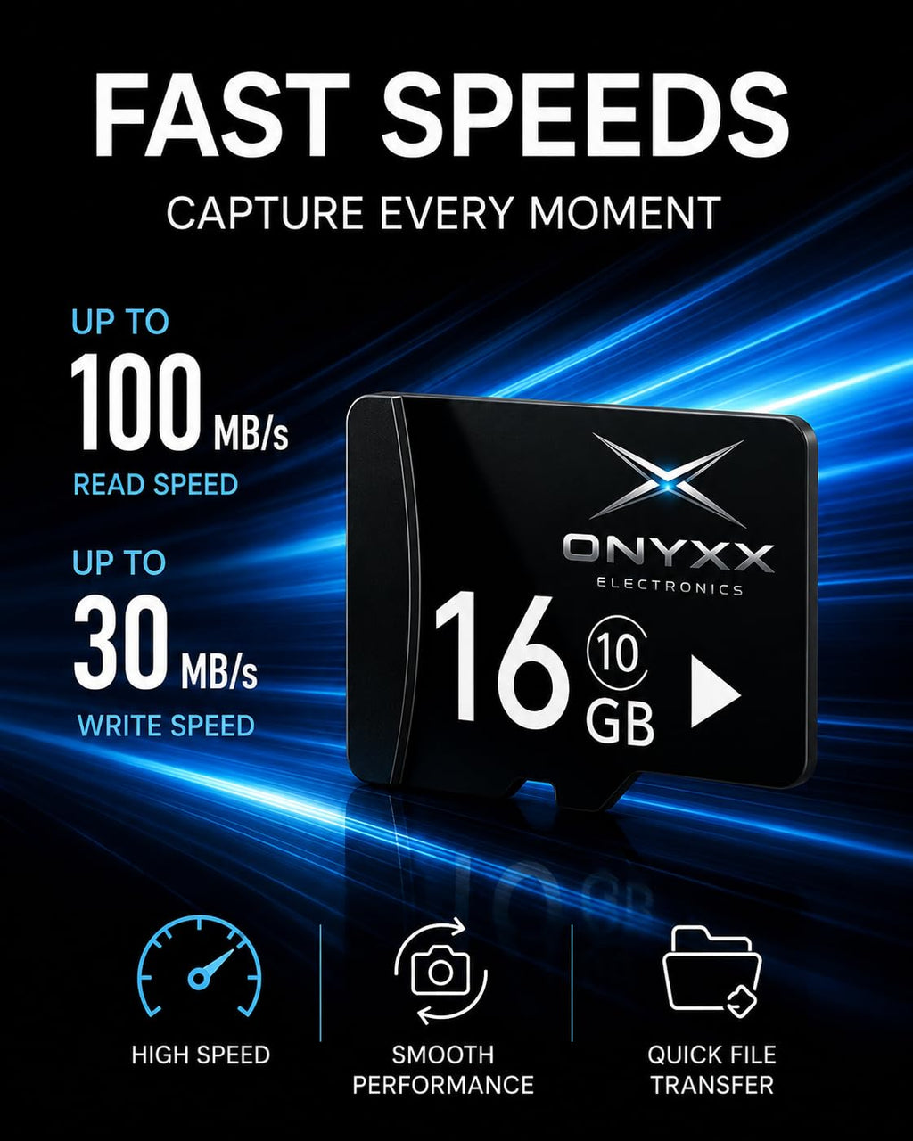 ONYXX Electronics 16GB Micro SD Card Class 10 High Speed Memory Card TF Card for Smartphone, Camera, Tablet, Dash Cam, Speaker, Android Devices, HD Video Recording & Data Storage