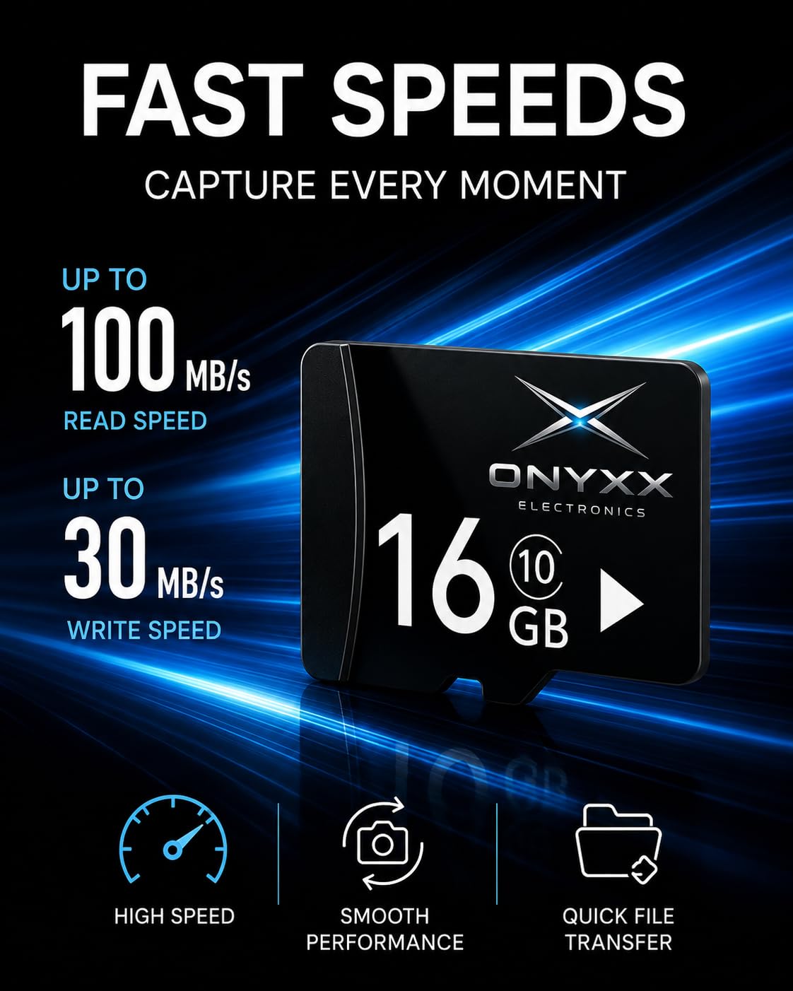 ONYXX Electronics 16GB Micro SD Card Class 10 High Speed Memory Card TF Card for Smartphone, Camera, Tablet, Dash Cam, Speaker, Android Devices, HD Video Recording & Data Storage